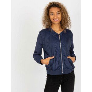 TMAVĚ MODRÁ BOMBER MIKINA BEZ KAPUCE -RV-BL-8225.88-DARK BLUE Velikost: L/XL