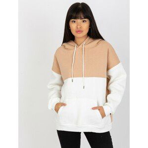 SMETANOVO-BÉŽOVÁ MIKINA S KAPUCÍ AP-BL-AP-3001.98P-BEIGE Velikost: XL