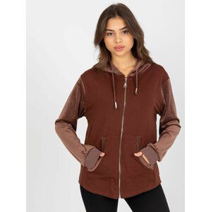 HNĚDÁ MIKINA NA ZIP FA-BL-8066.79-BROWN Velikost: ONE SIZE