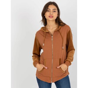 HNĚDÁ MIKINA NA ZIP -FA-BL-8066.79-LIGHT BROWN Velikost: ONE SIZE