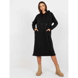 ČERNÉ DLOUHÉ MIKINOVÉ ŠATY RV-BL-8335.58P-BLACK Velikost: ONE SIZE