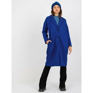 MODRÝ VOLNÝ JEDNOŘADÝ KABÁT TW-PL-BI-7298-1.15-COBALT Velikost: ONE SIZE