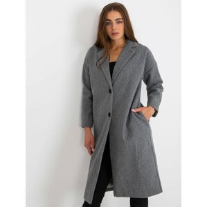 ŠEDÝ VOLNÝ JEDNOŘADÝ KABÁT TW-PL-BI-7298-1.15-GREY Velikost: ONE SIZE