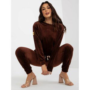 TMAVĚ HNĚDÝ VELUROVÝ SET KALHOT A MIKINY -WN-KMPL-8129.30X-DARK BROWN Velikost: XL