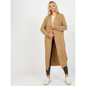 SVĚTLE HNĚDÝ DLOUHÝ KARDIGAN Z PLETENINY -VI-SW-21TU750.31X-CAMEL Velikost: ONE SIZE