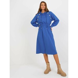 MODRÉ DELŠÍ MIKINOVÉ ŠATY S KAPUCÍ RV-SK-8336.12P-BLUE Velikost: ONE SIZE