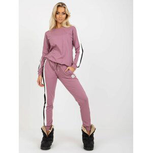 POHODLNÝ SET MIKINY A TEPLÁKŮ S PRUHY - MAUVE -RV-KMPL-8359.16P-MAUVE Velikost: L/XL