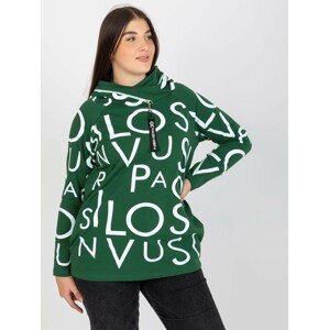 TMAVĚ ZELENÁ MIKINA S POTISKEM -RV-BL-5056-1.95-DARK GREEN Velikost: ONE SIZE