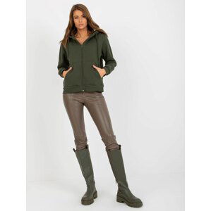 Khaki mikina na zip -CT-BL-F-621087.09-khaki Velikost: L/XL