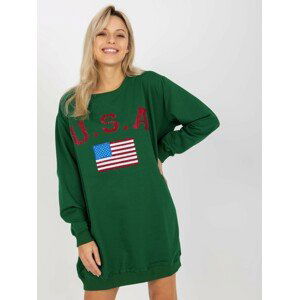 TMAVĚ ZELENÁ DLOUHÁ MIKINA USA VI-BL-3192.23P-DARK GREEN Velikost: ONE SIZE