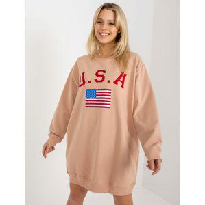 BÉŽOVÉ MIKINOVÉ ŠATY USA VI-BL-3192.23P-BEIGE Velikost: ONE SIZE