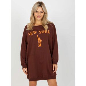 TMAVĚ HNĚDÉ MIKINOVÉ ŠATY NEW YORK VI-BL-3212.15X-DARK BROWN Velikost: ONE SIZE