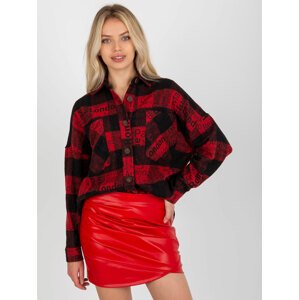 ČERNO-ČERVENÁ KOSTKOVANÁ KOŠILE S NÁPISY DN-KS-3990.95P-BLACK-RED Velikost: S