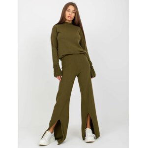 KHAKI ZVONOVÉ KALHOTY S ROZPARKEM -VI-SP-20271.97-KHAKI Velikost: ONE SIZE