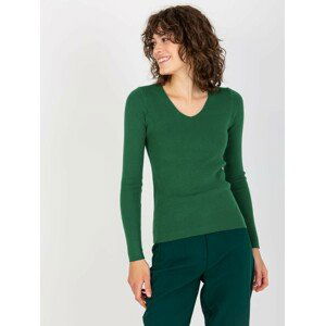 TMAVĚ ZELENÝ SVETR S VÝSTŘIHEM NM-SW-J52004-2.04-DARK GREEN Velikost: ONE SIZE