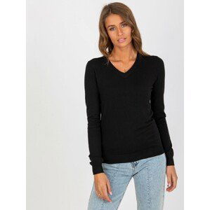 ČERNÝ DÁMSKÝ SVETR S VÝSTŘIHEM NM-SW-J52002.70-BLACK Velikost: ONE SIZE