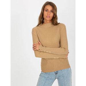 HNĚDÝ SVETR SE ZLATÝMI KNOFLÍKY -NM-SW-NG-12571.08P-CAMEL Velikost: S/M