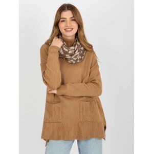 TMAVĚ BÉŽOVÁ KOMÍNOVÁ ŠÁLA SE VZOREM AT-KM-ENEC-B63-1.44P-DARK BEIGE Velikost: ONE SIZE