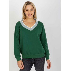 TMAVĚ ZELENÁ MIKINA S OZDOBNÝM VÝSTŘIHEM RV-BZ-8376.03P-DARK GREEN Velikost: ONE SIZE