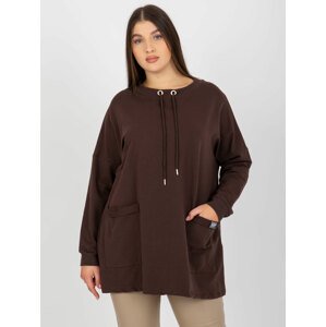 TMAVĚ HNĚDÁ MIKINA S KAPSAMI RV-BZ-8378.70-DARK BROWN Velikost: ONE SIZE