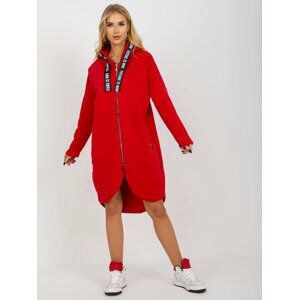 ČERVENÉ MIKINOVÉ ŠATY NA ZIP -RV-BL-6683.00P-RED Velikost: S/M