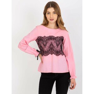 RŮŽOVÁ HALENKA S KRAJKOU A VÁZÁNÍM -LK-BZ-506877.15X-PINK Velikost: 36