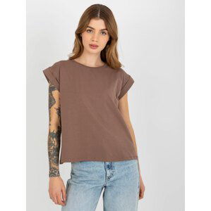 HNĚDÉ DÁMSKÉ BASIC TRIČKO RV-TS-4833.36X-BROWN Velikost: S