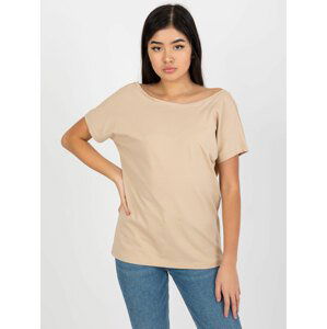 BÉŽOVÉ TRIČKO S VÝSTŘIHEM NA ZÁDECH RV-TS-4662.95-BEIGE Velikost: XL