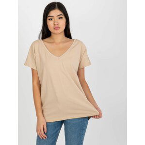 BÉŽOVÉ DÁMSKÉ TRIČKO S KRÁTKÝMI RUKÁVY RV-TS-4832.61P-BEIGE Velikost: XL