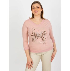 PUDROVÉ TRIČKO S MOTÝLEM YOU ARE LIFE -RV-BZ-8478.20P-POWDER PINK Velikost: ONE SIZE