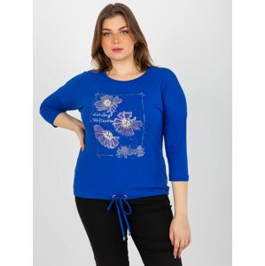 TMAVĚ MODRÁ HALENKA S KVĚTINOVÝM NÁPISEM RV-BZ-8457.47P-DARK BLUE Velikost: ONE SIZE