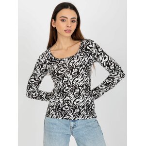 ČERNO-BÍLÉ DÁMSKÉ VZOROVANÉ TRIČKO LK-BZ-509198-1.49P-WHITE-BLACK Velikost: S/M