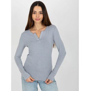 ŠEDÉ DÁMSKÉ TRIČKO S VÝSTŘIHEM EM-BZ-784.33P-GREY Velikost: ONE SIZE