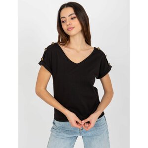 ČERNÉ DÁMSKÉ TRIČKO S VÝSTŘIHEM TW-BZ-BL-1006.56-BLACK Velikost: XL