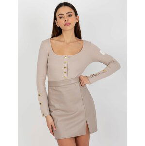 BÉŽOVÉ DÁMSKÉ TRIČKO S KNOFLÍKY TW-BZ-OB-048.08-BEIGE Velikost: XL