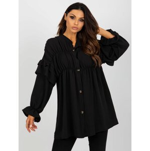 ČERNÁ VOLÁNOVÁ BOHO KOŠILE -TW-KS-BI-2021745.13X-BLACK Velikost: S