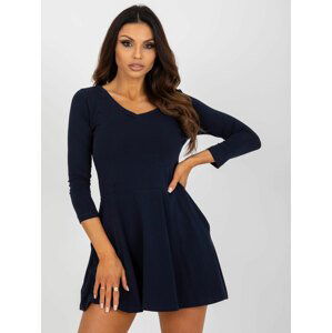 TMAVĚ MODRÉ MINI ŠATY S 3/4 RUKÁVY EM-SK-HW/20-309.11P-DARK BLUE Velikost: S