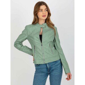 MINTOVĚ ZELENÁ KOŽENKOVÁ BUNDA NM-DE-KR-HX-2838.95P-LIGHT GREEN Velikost: 2XL