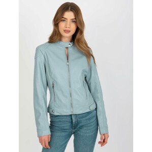 SVĚTLE MODRÁ KOŽENKOVÁ BUNDA S KAPSAMI -NM-KR-R23-2050.97P-LIGHT BLUE Velikost: 2XL