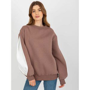 HNĚDÁ MIKINA S BÍLÝMI RUKÁVY -EM-BL-768.29X-BROWN Velikost: ONE SIZE