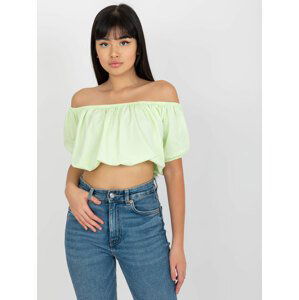 LIMETKOVÝ CROP TOP SE SPADLÝMI RUKÁVY EM-BZ-HS-20-257.40X-LIMON Velikost: M