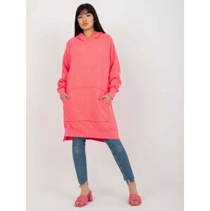 NEONOVĚ RŮŽOVÉ DLOUHÉ MIKINOVÉ ŠATY S KAPUCÍ EM-BL-738.07X-NEON PINK Velikost: ONE SIZE