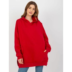 ČERVENÁ DELŠÍ MIKINA S ROZPARKY -TW-BL-2001.80-DARK RED Velikost: L/XL