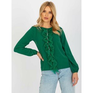 TMAVĚ ZELENÁ HALENKA S APLIKACÍ LK-BZ-506673.36-DARK GREEN Velikost: 40