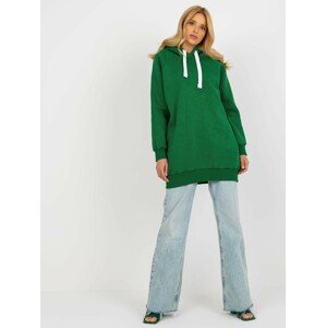 TMAVĚ ZELENÁ DLOUHÁ MIKINA S KAPUCÍ EM-BL-695.25X-DARK GREEN Velikost: ONE SIZE