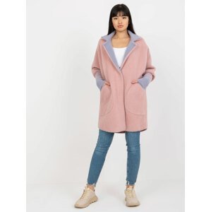 Tmavě růžový kabát s kapsami a límečkem -MBM-PL-2001.95P-dark pink Velikost: ONE SIZE
