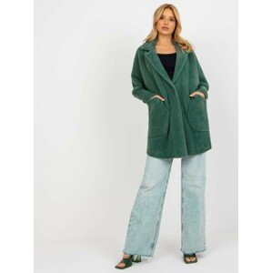 TMAVĚ ZELENÝ KABÁT S KAPSAMI -MBM-PL-1517.00P-DARK GREEN Velikost: ONE SIZE