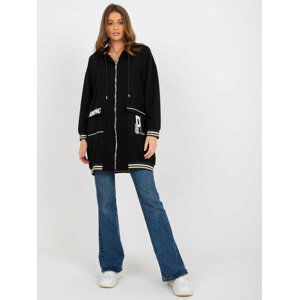 ČERNÁ OVERSIZE MIKINA S KAPSAMI RV-BL-8149.91P-BLACK Velikost: S/M