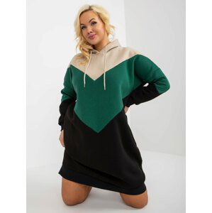 MIKINOVÉ PLUS SIZE ŠATY - BÉŽOVÁ/ZELENÁ/ČERNÁ -RV-SK-8420.17-MLT Velikost: ONE SIZE