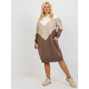 MIKINOVÉ PLUS SIZE ŠATY - SMETANOVÁ/BÉŽOVÁ/HNĚDÁ -RV-SK-8420.17-MLT Velikost: ONE SIZE